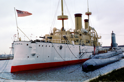 USS Olympia, Protected Cruiser, C-6, Philadelphia, Pennsylvania, flagship of Commodore George Dewey
