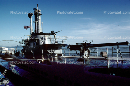 4-inch/50 caliber gun,, USS Pampanito (SS-383), World War-II, Balao class, Submarine, WW2, WWII, United States Navy, USN