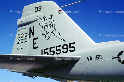 VA-155, 155595, A-6E Attack Bomber, Intruder, Tail, Bolt, from the USS Ranger (CV-61), A-6 Intruder
