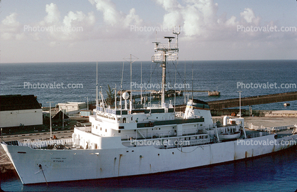 US Naval Ship Wyman, USNS Wyman (T-AGS-34), Wilkes-class hydrographic survey ship, oceanographic survey vessel, Dock, Harbor, Bridgetown, Barbados