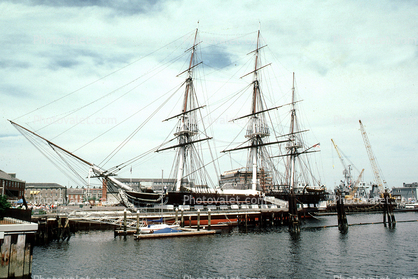 USS Constitution, Rigging, Mast, dock, harbor
