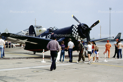 Vought F4U Corsair, air show spectators, people, May 1983