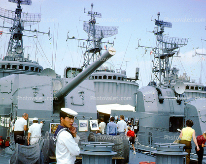 Cannon, Radar, sailor man, Japanese Destroyers, Annapolis, Maryland, JMSDF, 1967, 1960s