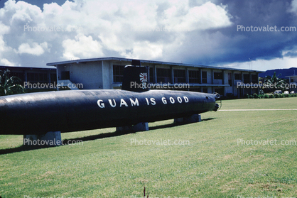 Guam is Good, Japanese Type-C Class Midget Submarine Ha-51, Navy Base, Guam, WW2, World War Two, minisub, 1940s