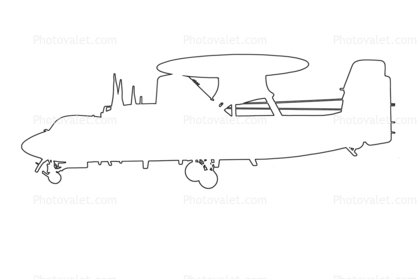 Grumman E-2C outline, line drawing, shape