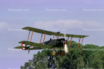 H5199, Avro 504, Flight, Airborne, Flying, taildragger