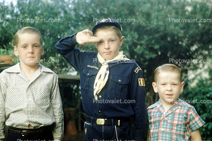 Cub Scout, Saluting, retro, 1950s