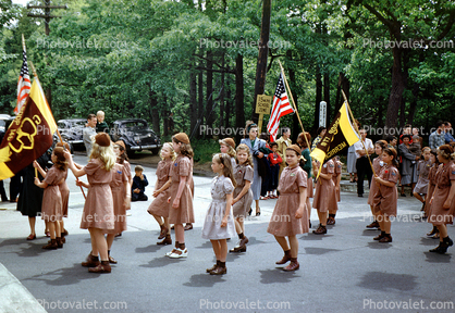 Brownies, Girls, Flags, 1950s