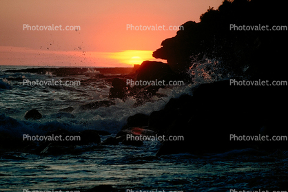 Pacific Ocean, sunset, waves