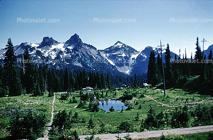 Mountains, Trees, Woodlands, Peaks, Forest, pond