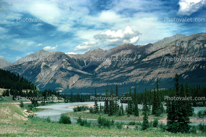 forest, mountains, lake, river, valley, water