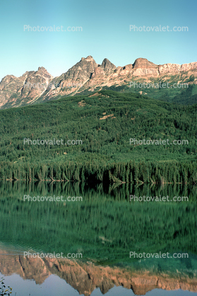 forest, mountains, lake, reflection, water
