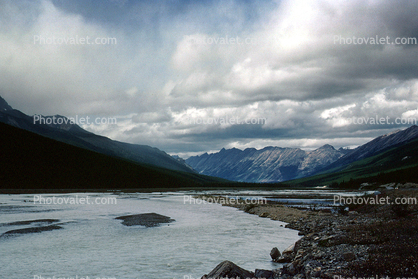 River, Clouds, mountains, river