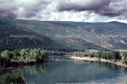 South Thompson River, east of Kamloops, highway, road, September 1983