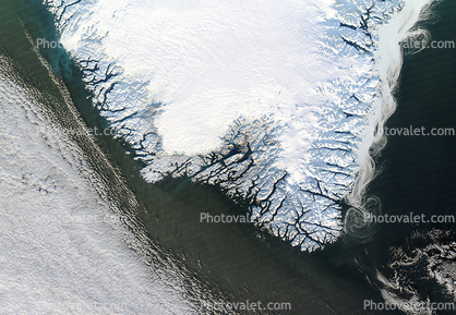 sea ice, land ice, fresh snow, southern Greenland