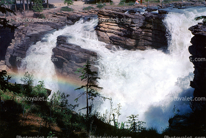 Whitewater, waterfall, rainbow
