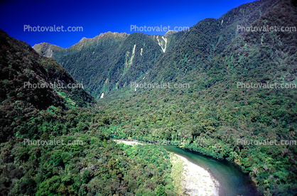 Valley, lush rainforest, river