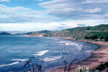 Bay, Waves, Beach, hills