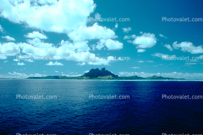 Clouds, Mountains, Ocean, wavelets