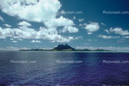 Clouds, Mountains, Ocean, wavelets