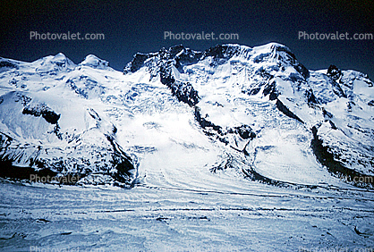 Gorner Glacier, Breithorn Peak, Mountains, Gornergrat, 1950s