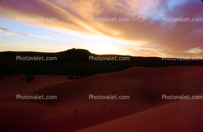Sand Dunes, Sahara Desert, sunset, clouds