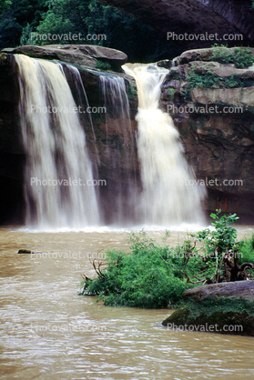 Waterfall, cascade, rocks, lake, river, water