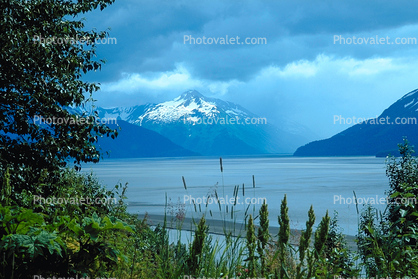 Mountains, clouds, Mud Flat, wetlands, Turnagain Arm