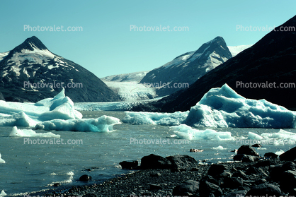 Portage Glacier, icebergs, mountains