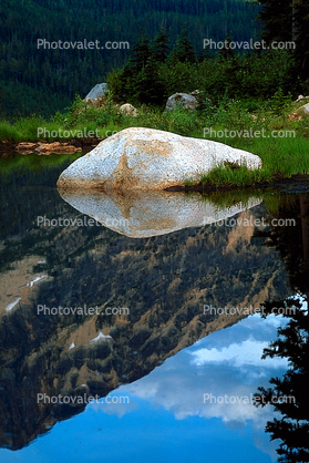 Reflecting rock, lake, pond, reflection, boulder, water