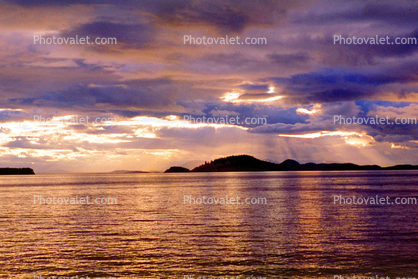 Orange Sunset Clouds, San Juan Islands, Puget Sound