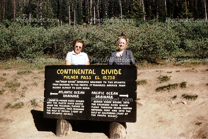 Palmer Pass, Women, Continental Divide Sign, Signage, 1950s