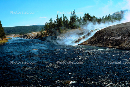 runoff, river, trees, stream, Hot Spring, Geothermal Feature, activity
