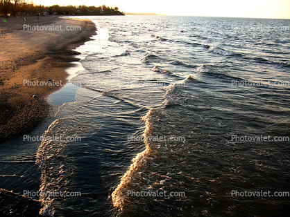 Waves, Shore, Sand, Beach, south shore of Lake Ontario, Great Lakes, Sodus Bay, Wayne County, New York, water