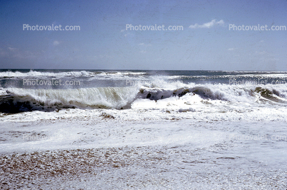 Waves, foam, Atlantic Ocean, Seashore, Seascape