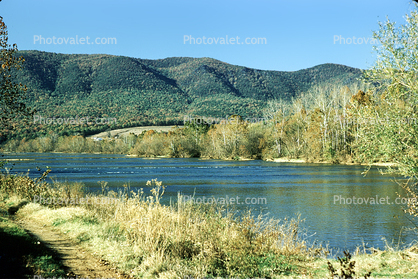 River, Hills, Mountains, trees