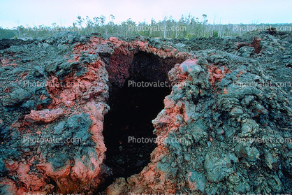 A crack into a lava tunnel