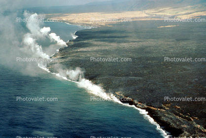 lava flows into the ocean, the Big Island