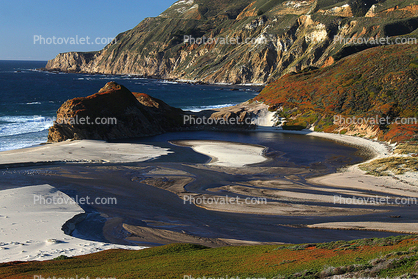 Estuary, Little Sur River Beach, Mountains, PCH, Pacific Coast Highway, Big Sur