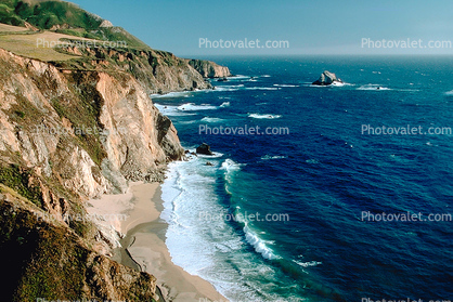 Pacific Ocean, rocks, rugged coast, coastline, cliffs