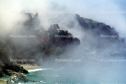 Big Sur, Coastal, rocks, coast, coastline, fog, Pacific Ocean