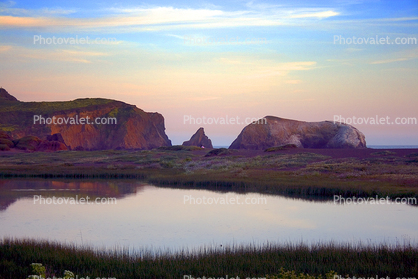 Sunset over a Lake at Rodeo Beach, Marin County