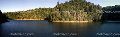 Alpine Lake Reservoir Panorama, Marin County, water
