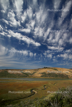 Hills, Clouds, Keyes Creek, Wetlands, Marin County Coastline