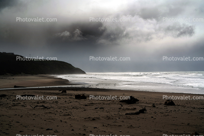 Stormy Ocean, windy, whitecaps, Waddell Beach, Davenport, Santa Cruz County