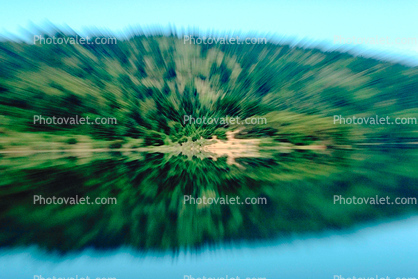 Forest, lake, reflection, zoom, Crystal Springs Reservoir, San Mateo County, northern Santa Cruz Mountains, rift valley, water