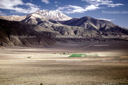 Farm and Valley under Boundary Peak, Nevada, Esmeralda County