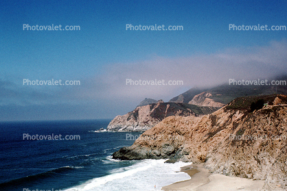 Beach, cliffs, Pacific Ocean, Sand