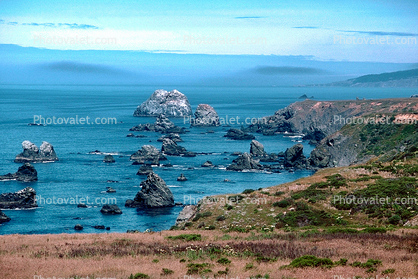 Rugged Coastline, haystack rocks, Pacific Ocean, Hills, coastal, Marin County, California