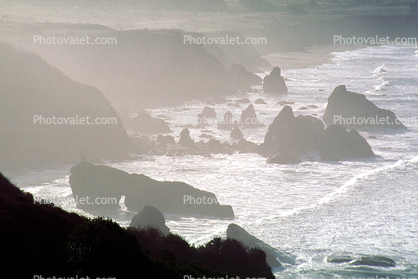 Misty Morning, Mendocino County, Coast, Coastline, Pacific Ocean, rocks, seashore, waves, shoreline